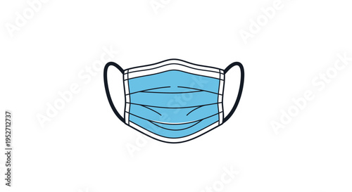 A Simple Illustration of a Medical Mask with Minimalist Lines and White Background