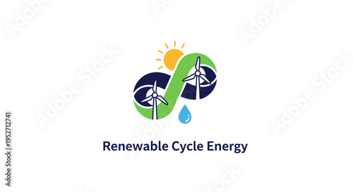 A visual representation symbolizing renewable cycle energy production using wind and sun power