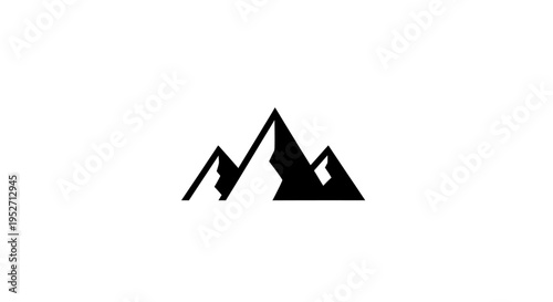 Minimalist Mountain Icon: Simple Black and White Vector Graphic Illustration