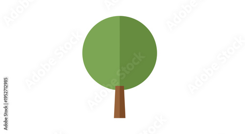 Minimalist representation of a leafy tree on a white backdrop, simple design