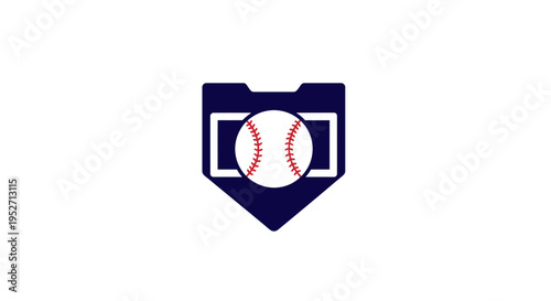 Baseball icon featuring ball design within a home plate emblem on a white background sport logo Free Download Baseball icon featuring ball design within a home plate emblem on a white background sport logo - GFXLoad
