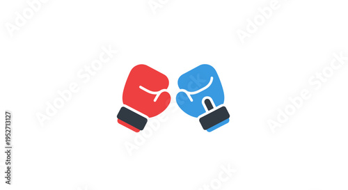 Boxing gloves in a duel concept, symbolizing competition and confrontation, sports themed
