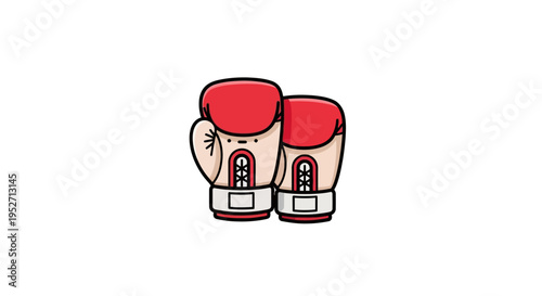 Cartoon boxing gloves illustration against white background for sporting activities and training