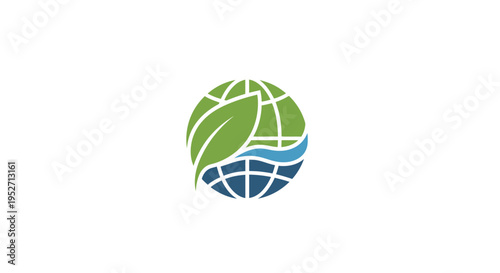 Eco-friendly globe with leaf and water elements, depicting environmental sustainability