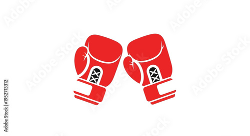 Red Boxing Gloves Icon on White Background, Symbol of Sport and Competition