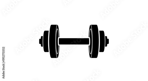 Silhouette of a Dumbbell, Symbol of Fitness and Strength Training, Isolated on White