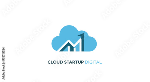 Cloud startup digital logo representing growth in the digital era and the power of cloud computing