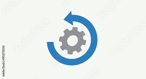 Conceptual image of a gear within a cycle arrow representing process and workflow