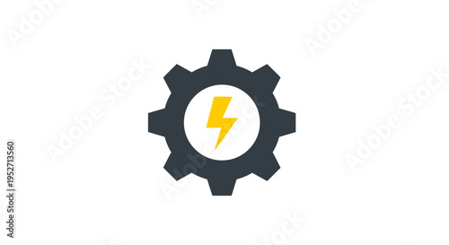 Creative design depicting electrical power and mechanical gear illustration on white background