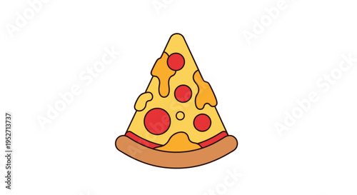 A Vector Illustration of a Single Slice of Pizza Depicted in a Simplified Cartoon Style
