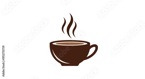 Aromatic Coffee Cup Illustration Depicting Warm Beverage with Steam on White Background