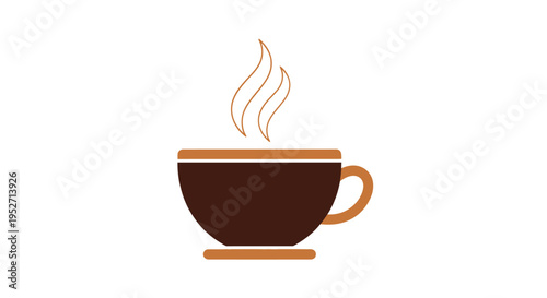Minimalistic illustration of a steaming cup of coffee or tea, a vector graphic design