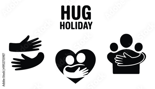 Hug holiday vector icons set for love and affection