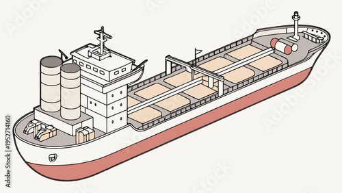Oil Tanker Cutaway Vector – Detailed Ship Cross Section Infographic