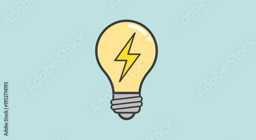 Illustration of a lightbulb with a lightning bolt symbol representing an idea.