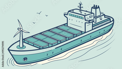 Futuristic Eco Oil Tanker Vector – Smart Energy Marine Ship Illustration
