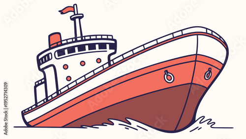 Cartoon Oil Tanker Ship Vector – Colorful Marine Transport Illustration