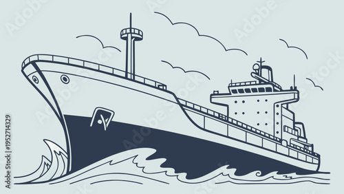 Minimalist Oil Tanker Ship Vector – Clean Industrial Marine Illustration