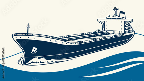 Minimalist Oil Tanker Ship Vector – Clean Industrial Marine Illustration