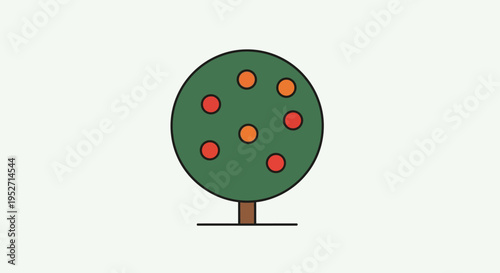 Minimalist illustration of a fruit tree with stylized oranges, perfect for design usage