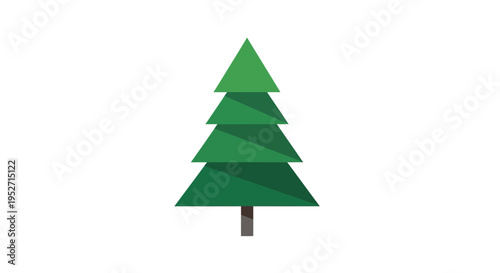 Minimalist Green Christmas Tree Isolated on White Background for Holiday Season