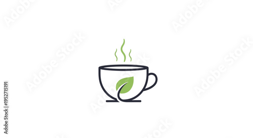 Minimalist green tea logo design representing a fresh beverage on a white background