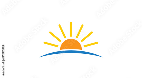 Minimalistic sunrise illustration with vibrant colors depicting a new beginning or a fresh start