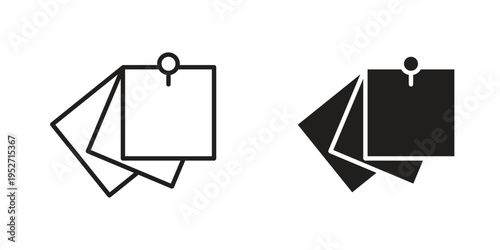 Sticky note icons. Vector illustration. Editable stroke. Isolated icon suitable for web,