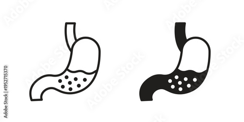 Stomach icons. Vector illustration. Editable stroke. Isolated icon suitable for web,