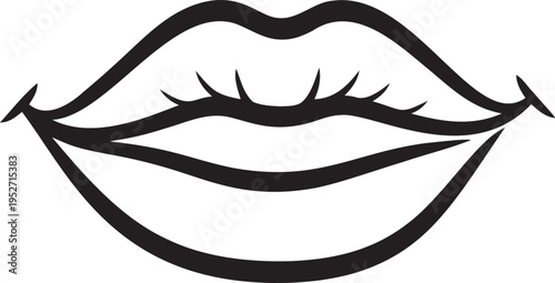 Beautiful female lips with eyelashes creative makeup illustration art