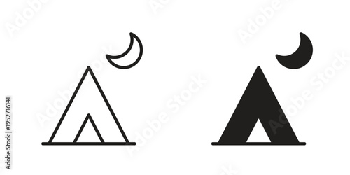 Tent icons. Vector illustration. Editable stroke. Isolated icon suitable for web,