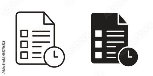Timesheet icons. Vector illustration. Editable stroke. Isolated icon suitable for web,