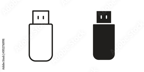 Usb icons. Vector illustration. Editable stroke. Isolated icon suitable for web,