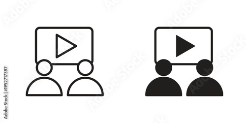 Video tutorial icons. Vector illustration. Editable stroke. Isolated icon suitable for web,