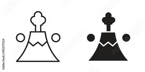 Volcano icons. Vector illustration. Editable stroke. Isolated icon suitable for web,