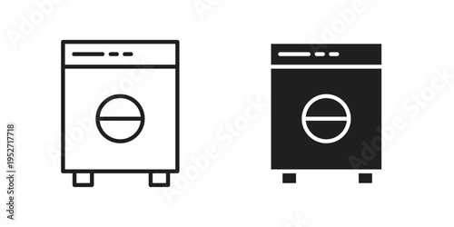 Washing machine icons. Vector illustration. Editable stroke. Isolated icon suitable for web,