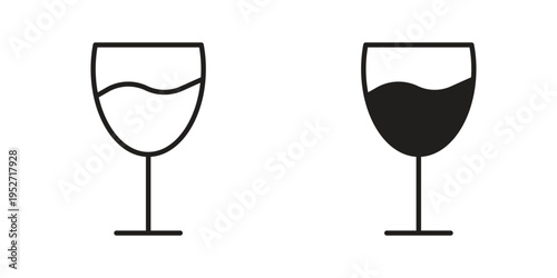 Wine glass icons. Vector illustration. Editable stroke. Isolated icon suitable for web,