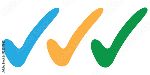 Three colorful checkmarks on a white background