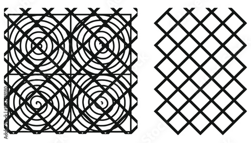 Lattice pattern vector graphics with geometric shapes and designs