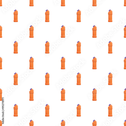 Orange plastic bottles with purple caps creating a seamless pattern for hygiene and disinfectant