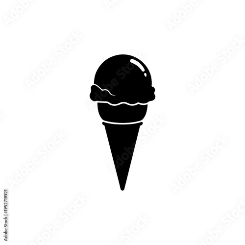 Ice cream cone with a scoop dessert icon Vector illustration