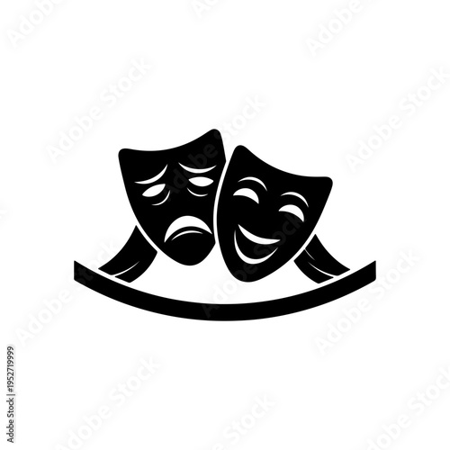 Theater masks icon for drama and comedy performing arts Vector illustration