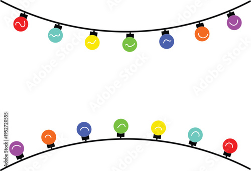 Vibrant string lights graphic illustration design for festive decorations and holiday cheer.