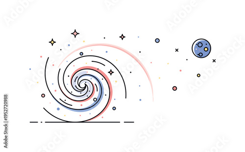 Edge of the galaxy scene with a bold spiral arm fading into open space expressing scale and cosmic boundaries. Subtle star gradients and a glowing arc enhance