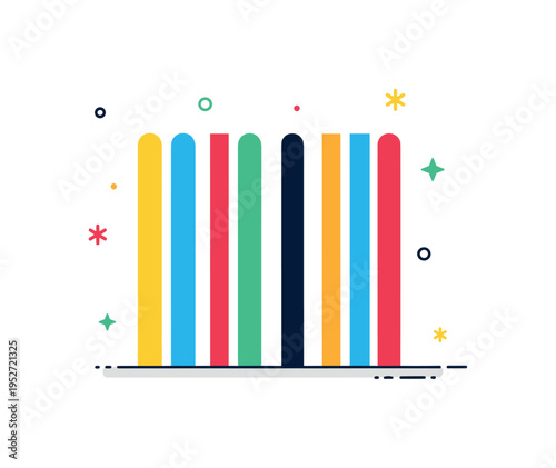 Minimal stripe pattern evenly spaced vertical lines in contrasting colors forming a balanced rhythm, suggesting harmony and design clarity. A refined editorial