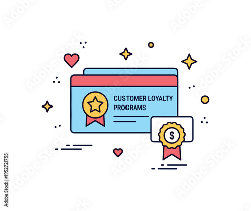 Customer loyalty programs illustrated through a membership card with a small star emblem and subtle heart accents to express appreciation, rewards, and long
