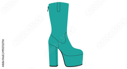 Teal high-heeled boot vector illustration