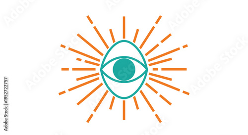 Vector eye icon with sunburst design