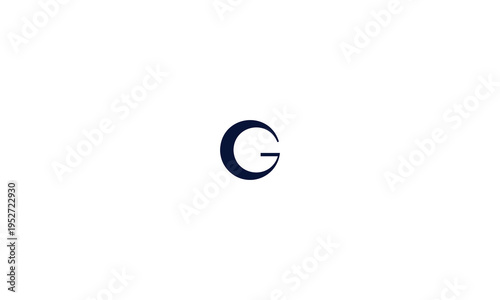 Minimalist design featuring a dark blue letter g on white