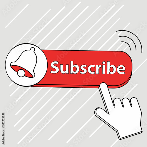 Clickable subscribe button with bell icon and hand cursor a prompt for users to subscribe to content and activate notifications for updates
